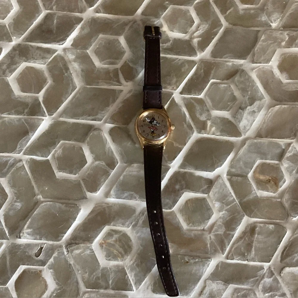 Vintage Gold-tone Minnie Mouse Watch for Women by Disney Time Works